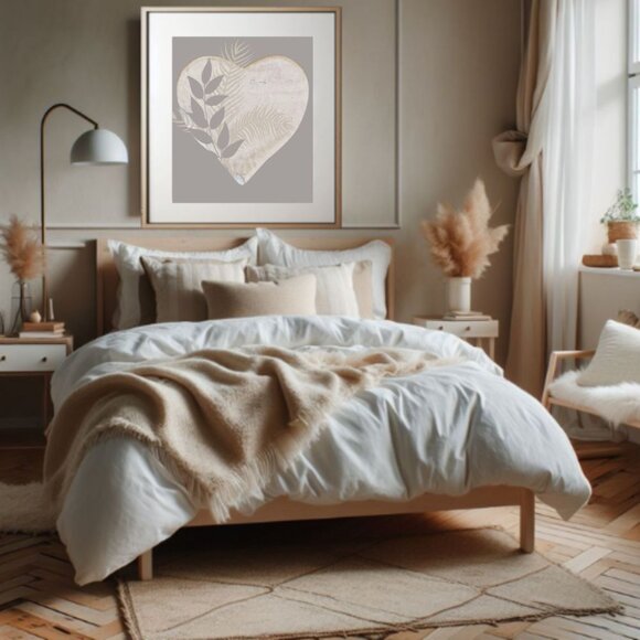 Heart of Nature - Minimalist Botanical Heart-Shaped Digital Art Print l - Picture 4 of 7